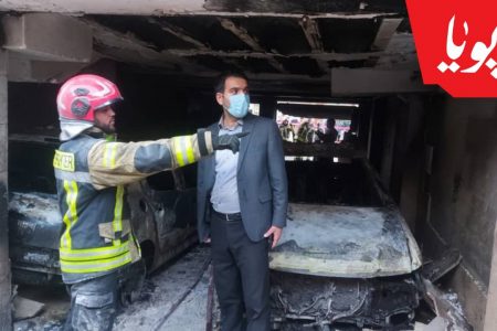 نجات ۴ زن و کودک توسط آتش نشانان قهرمان در انفجار دو خودرو